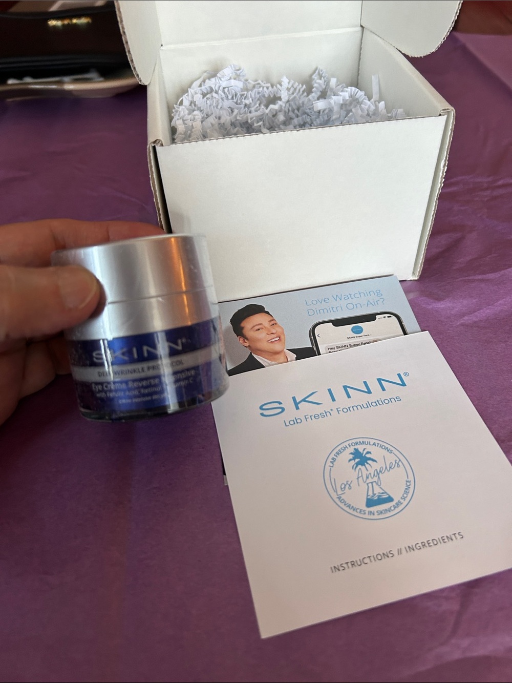 SKINN Blue and Silver Eye Cream Jar with Branded Leaflet